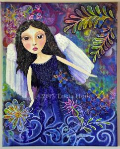 Angel Doll mixed media painting